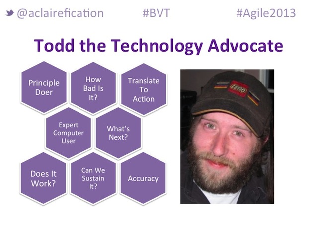 Agile2013_BigVisibleTesting_TechnologyAdvocate-Persona