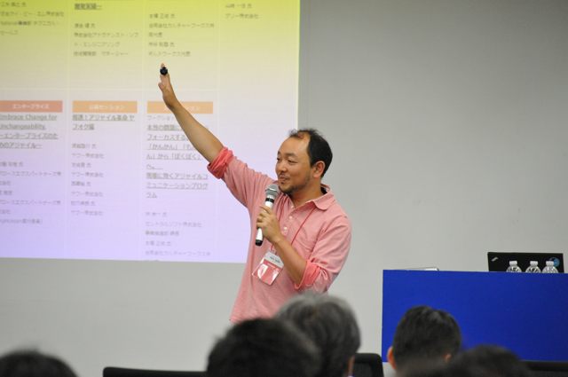 説明中の安井力さん（Agile Japan 2014 クロージング）